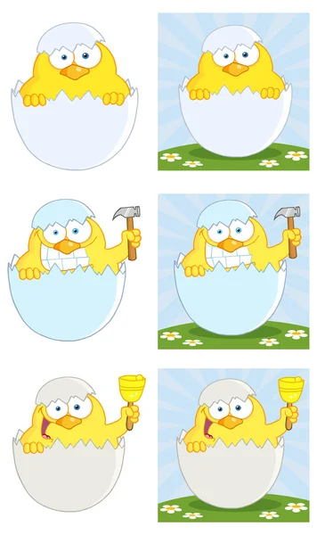 Chick Peeking Out Of An Easter Egg — Stock Vector