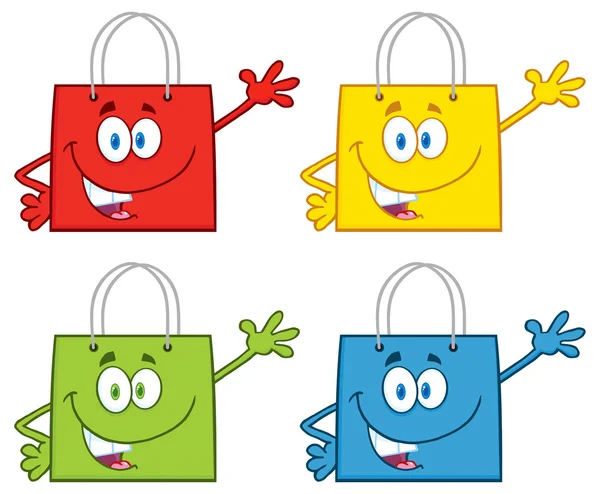 Shopping bag character set — Stock Vector