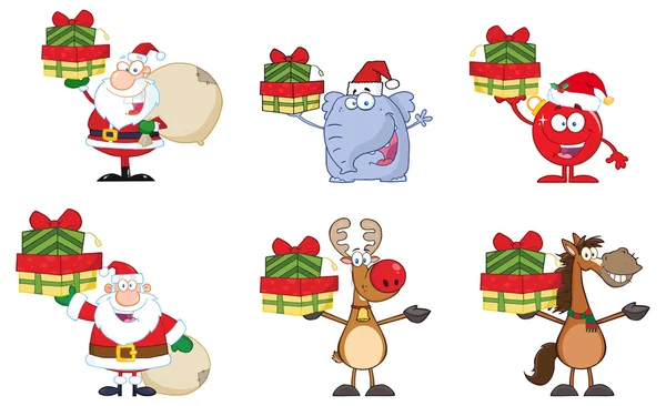 Personajes de dibujos animados de Navidad . — Vector de stock