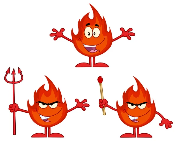 Fire character set — Stock Vector