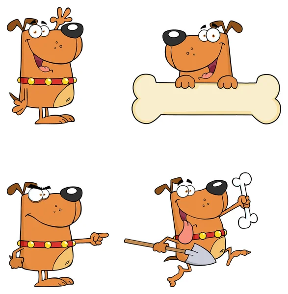 Tecknade hundar set — Stock vektor
