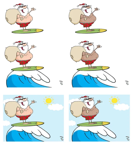 Santa Surfer carácter — Archivo Imágenes Vectoriales
