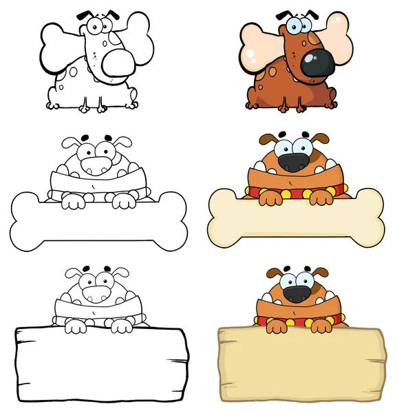 Conjunto de cães desenhos animados —  Vetores de Stock