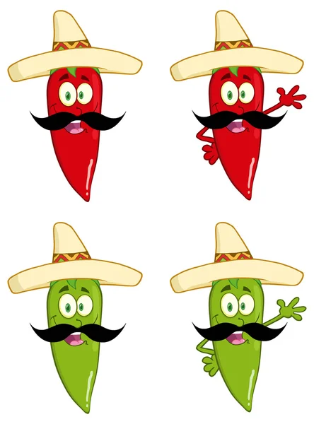 Set di peperoncino messicano — Vettoriale Stock