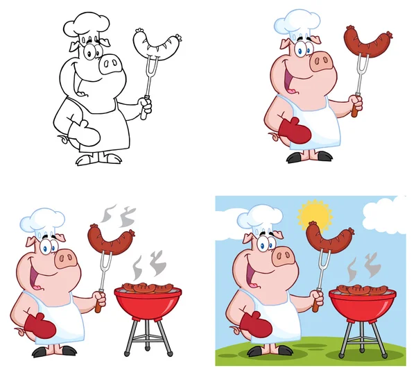 Pig chef character — Stock Vector