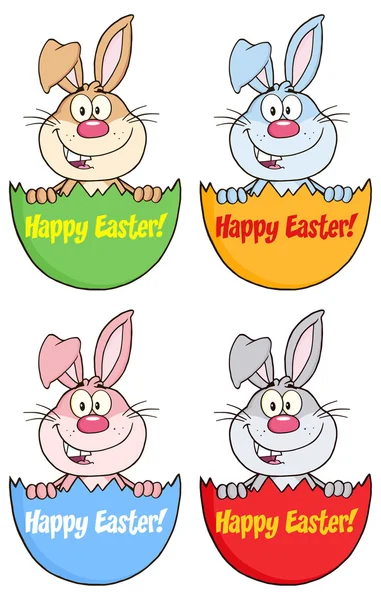 Lapins de dessin animé, ensemble de lapins — Image vectorielle