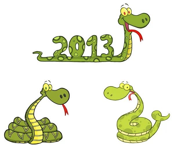 Juego de personajes de serpiente — Vector de stock