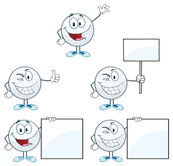 Golf Ball character set — Stock Vector