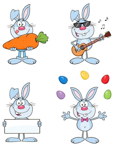 Cartoon rabbits, bunnies set — Stock Vector