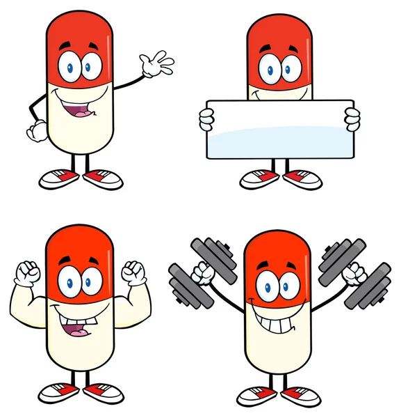 Personaje píldora de dibujos animados — Vector de stock