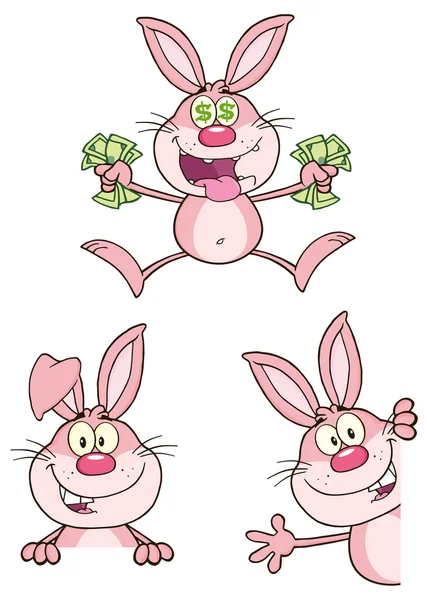 Cartoon rabbits, bunnies set — Stock Vector