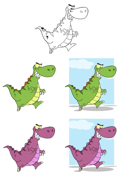 Jeu de dinosaures dessin animé — Image vectorielle