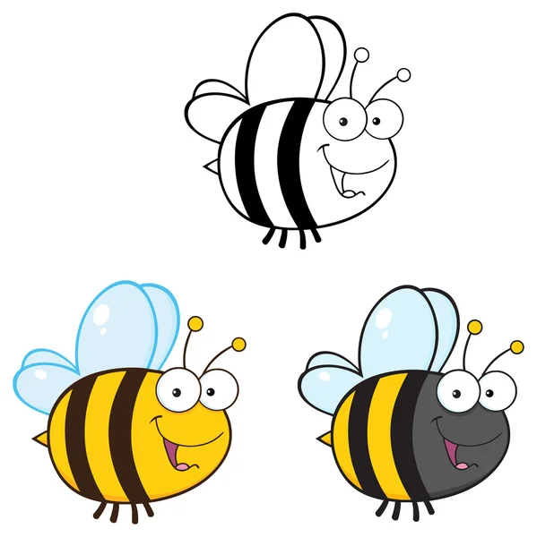 Personaje de la abeja de dibujos animados — Vector de stock