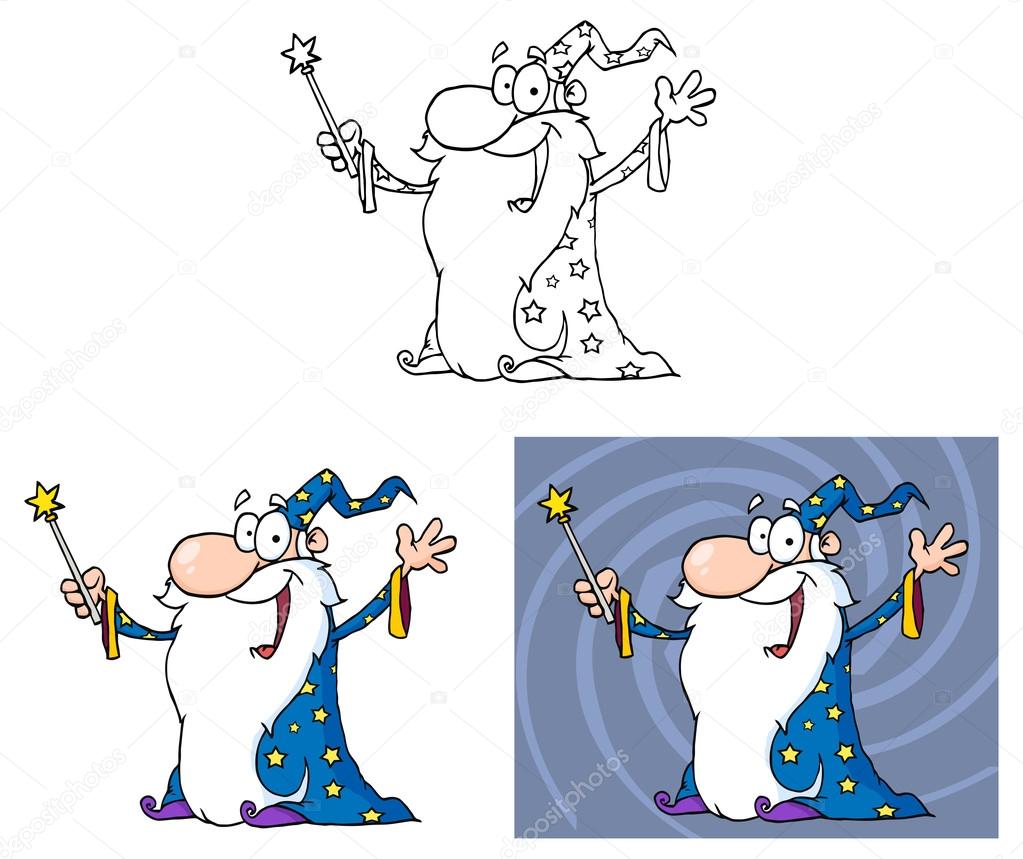 Wizard Waving And Holding A Magic Wand