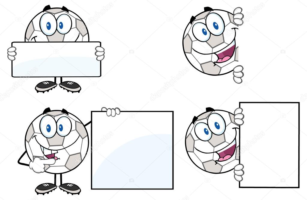 Cartoon Soccer Ball character set