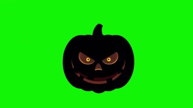 Ürkütücü Balkabağı Çizgi Filmi Karakteri Yeşil Ekran Arkaplanlı Mutlu Cadılar Bayramı 4K Animasyon Video Hareketi Grafikleri 