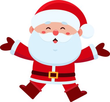 Neşeli Noel Baba Çizgi Film Karakteri Kolları açık ve Mutlu İfadeyle