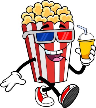 Mutlu Patlamış Mısır Çizgi Filmi Karakteri İçkileri Tutuyor