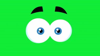 Uykucu Rahatlamış Çizgi Film Karakteri Yavaşça Göz Kırpan Gözler