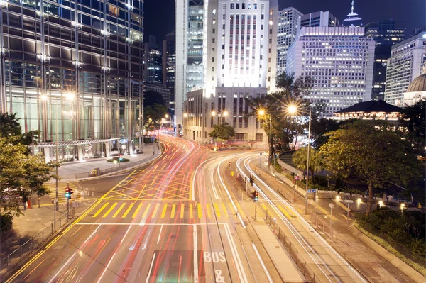 Hong Kong Night Car Trail — Stock Photo, Image