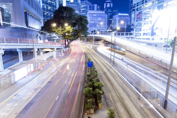 Hong Kong Night Car Trail — Stock Photo, Image