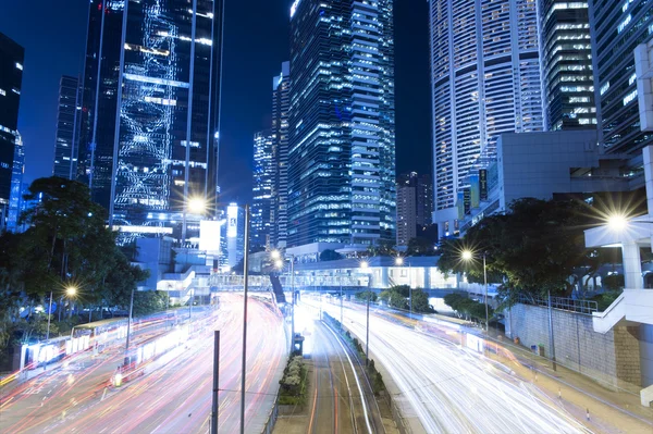 Trilha do carro da noite de Hong Kong — Fotografia de Stock
