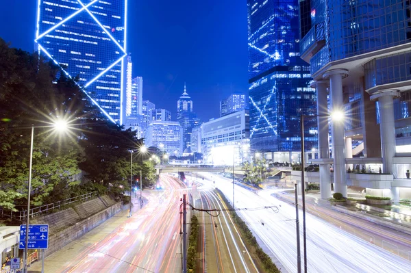 Trilha do carro da noite de Hong Kong — Fotografia de Stock