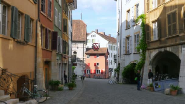 Daily life on swiss street — Stock Video