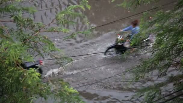 Overstroming na Monsoon seizoen regen in Cambodja — Stockvideo