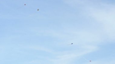 Mavi gökyüzünde uçan uçurtmalar 