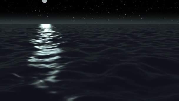 Luce lunare sull'oceano di notte — Video Stock