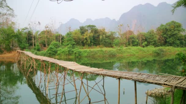 Majestoso vazio ponte de bambu — Vídeo de Stock