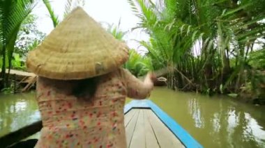 Kürekçi kürek Kano Mekong Nehri