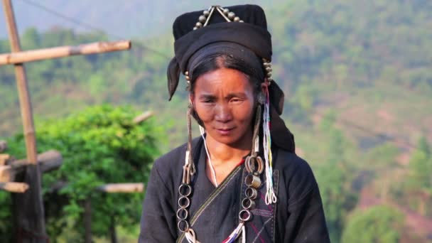 Tribal native Akha woman — Stock Video