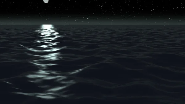 Luce lunare sull'oceano di notte — Foto Stock