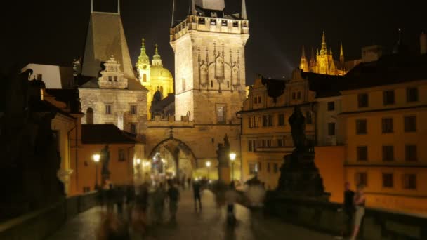 Ponte Carlo e Castello a Praga — Video Stock