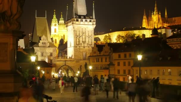 Ponte Carlo e Castello a Praga — Video Stock