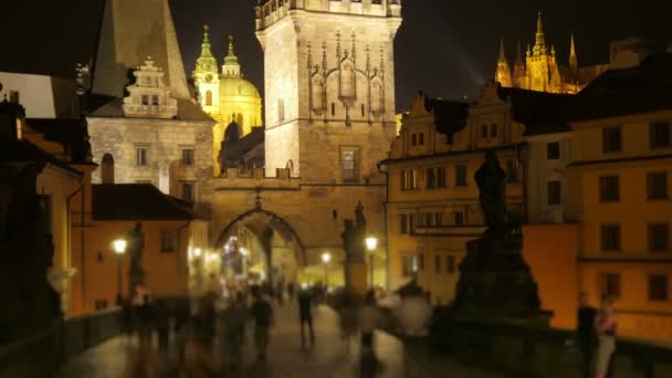 Карлов мост и замок в Праге — стоковое видео