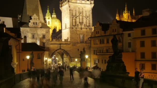 Ponte Carlo e Castello a Praga — Video Stock