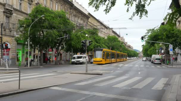 Straat verkeer in Boedapest — Stockvideo