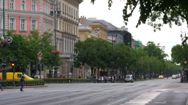 Straat verkeer in Boedapest — Stockvideo