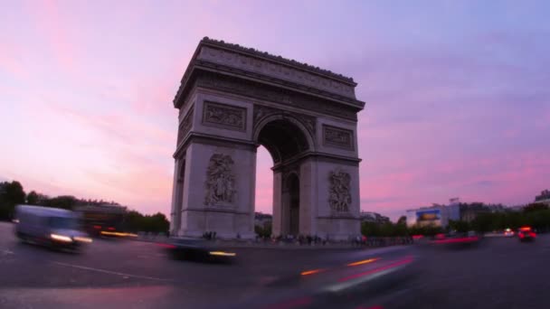 Champs Elysees Paris gün batımında — Stok video