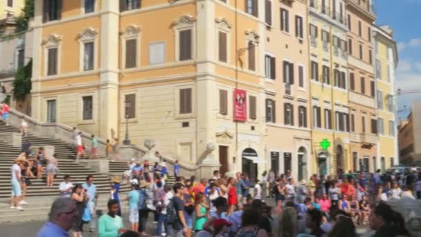 Spaanse plein in Rome — Stockvideo