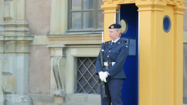 Soldier guarding parliament house — Stock Video