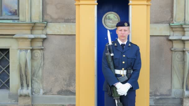 Soldier guarding parliament house — Stock Video