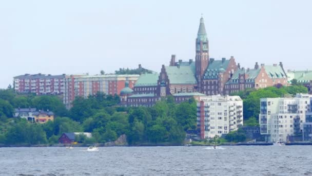 Uitzicht op de stad Stockholm oude — Stockvideo