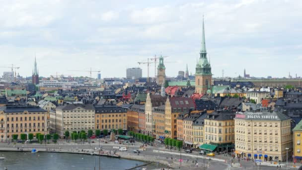 Uitzicht op de stad Stockholm oude — Stockvideo