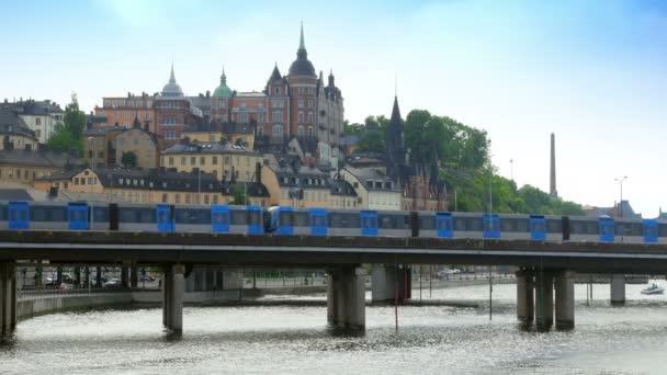 Uitzicht op de stad Stockholm oude — Stockvideo