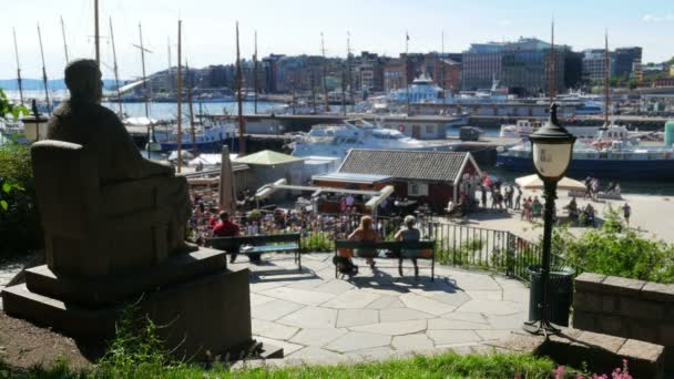 Blick auf die Marina Oslo — Stockvideo