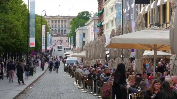 Karl Johans gate street view — стоковое видео